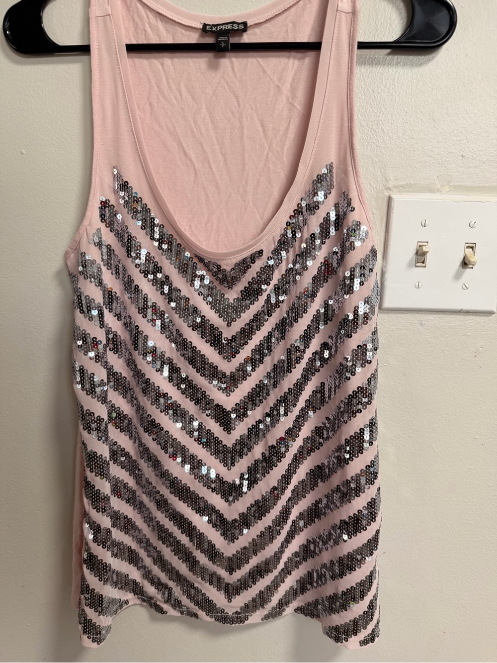 Express Pink Sequin Chevron Tank